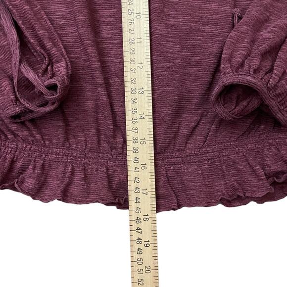 Free People Top Women's Large Purple Boho Beach Cutouts Tie Sleeve Off Shoulder - Picture 11 of 11